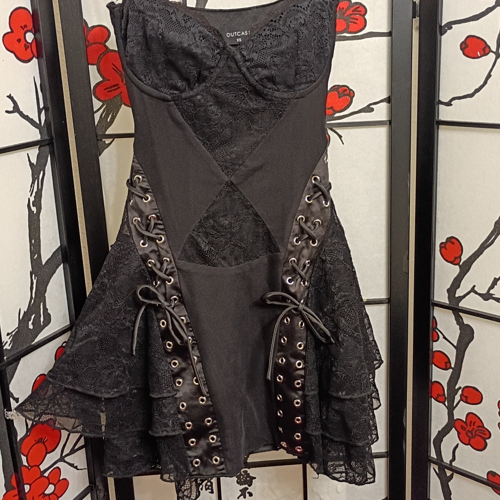Black Lace-Up Women's Lingere - Picture 2 of 9
